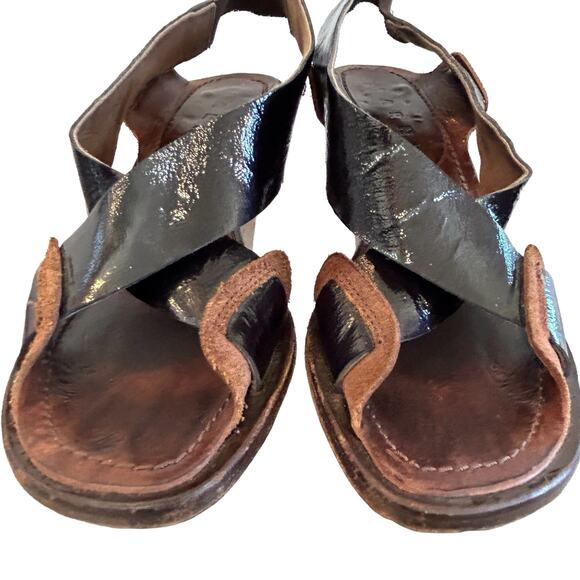 Marni Platform Heels Size 37 EU 7 US Brown‎ Patent Leather Slingback Authentic - Picture 3 of 16